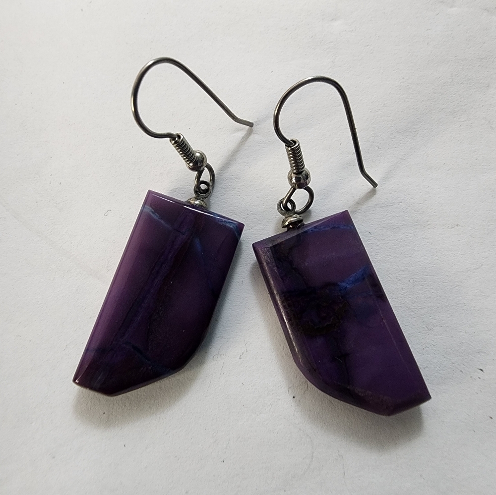 Handcrafted African Sugilite Drop Earrings (a)